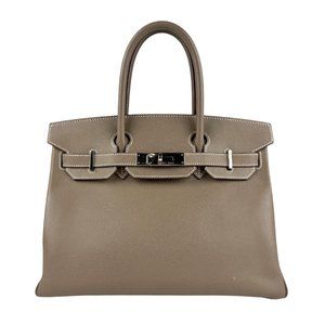 Hermes Hermès Birkin 30 handbag in Epsom leather, silver, women's, z6195